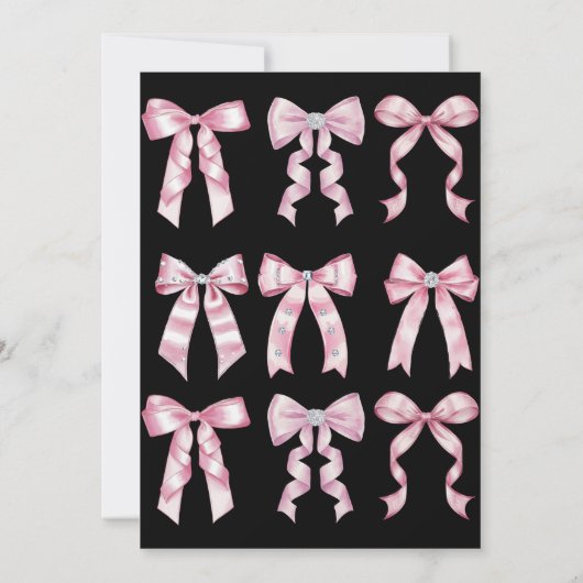 Sparkle Pink Coquette Bow 1. Einladung (Rückseite)