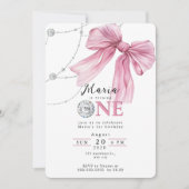 Sparkle Pink Coquette Bow 1. Einladung (Vorderseite)