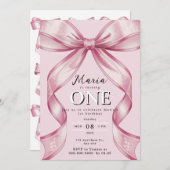 Sparkle Pink Coquette Bow 1. Einladung (Vorne/Hinten)