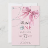 Sparkle Pink Coquette Bow 1. Einladung (Vorderseite)