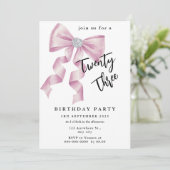 Sparkle Pink Coquette Bow 1. Einladung (Stehend Vorderseite)