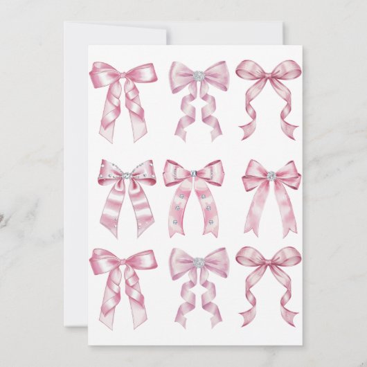 Sparkle Pink Coquette Bow 1. Einladung (Rückseite)
