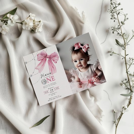 Sparkle Pink Coquette Bow 1. Einladung