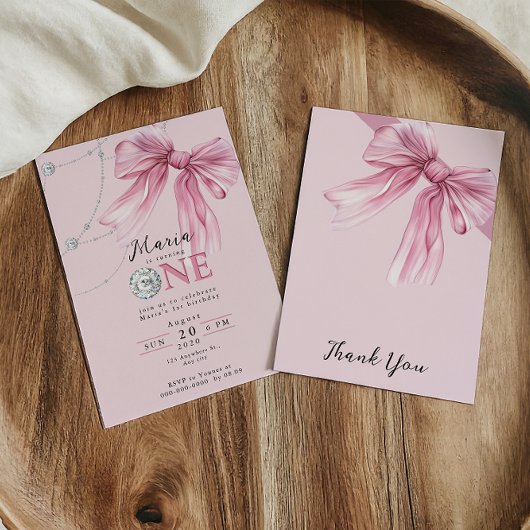 Sparkle Pink Coquette Bow 1. Einladung