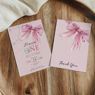 Sparkle Pink Coquette Bow 1. Einladung