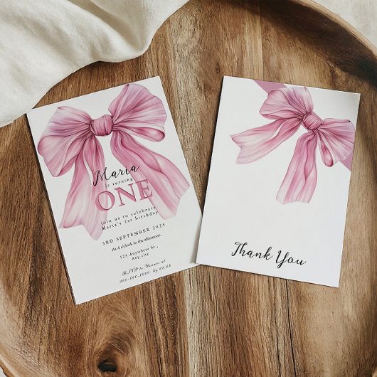 Sparkle Pink Coquette Bow 1. Einladung