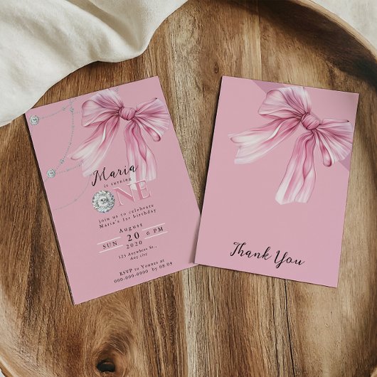 Sparkle Pink Coquette Bow 1. Einladung