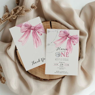 Sparkle Pink Coquette Bow 1. Einladung