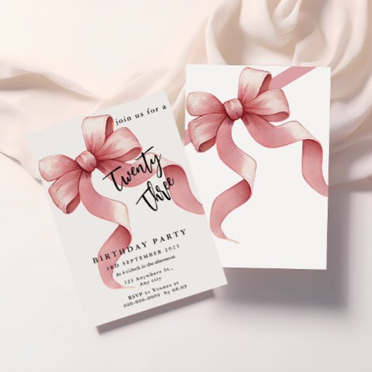 Sparkle Pink Coquette Bow 1. Einladung