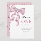 Sparkle Pink Coquette Bow 1. Einladung (Vorne/Hinten)