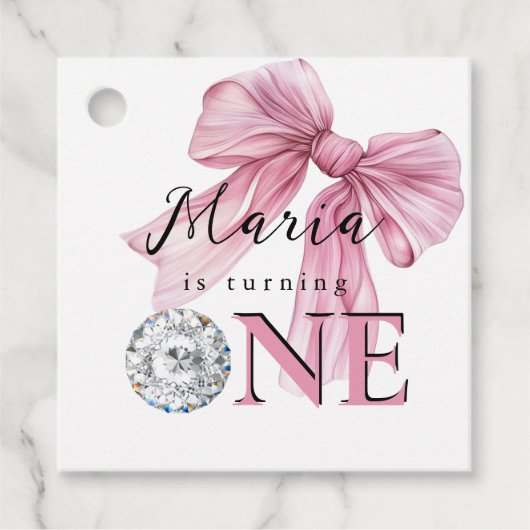 Sparkle Pink Coquette Bow 1. Geschenkanhänger (Vorderseite)