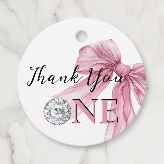 Sparkle Pink Coquette Bow 1. Geschenkanhänger (Vorderseite)