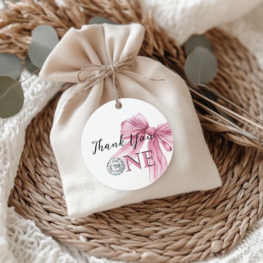 Sparkle Pink Coquette Bow 1. Geschenkanhänger