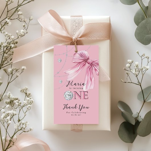 Sparkle Pink Coquette Bow 1. Geschenkanhänger