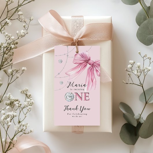 Sparkle Pink Coquette Bow 1. Geschenkanhänger