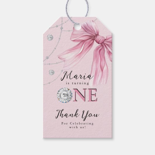 Sparkle Pink Coquette Bow 1. Geschenkanhänger (Vorderseite)