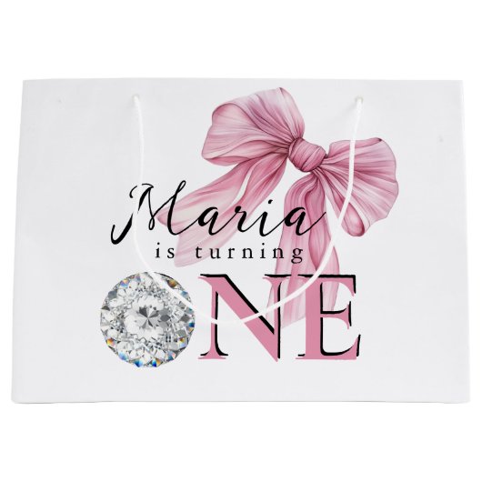Sparkle Pink Coquette Bow 1. Große Geschenktüte (Vorderseite)