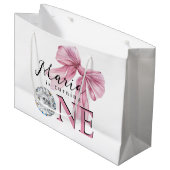 Sparkle Pink Coquette Bow 1. Große Geschenktüte (Vorderseite Schrägansicht)