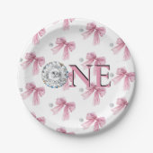 Sparkle Pink Coquette Bow 1. Pappteller (Vorderseite)