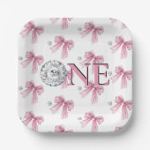 Sparkle Pink Coquette Bow 1. Pappteller (Vorderseite)