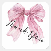 Sparkle Pink Coquette Bow 1. Quadratischer Aufkleber (Vorderseite)