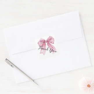 Sparkle Pink Coquette Bow 1. Quadratischer Aufkleber