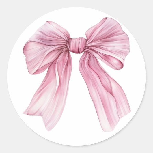 Sparkle Pink Coquette Bow 1. Runder Aufkleber (Vorderseite)
