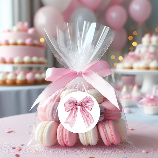 Sparkle Pink Coquette Bow 1. Runder Aufkleber