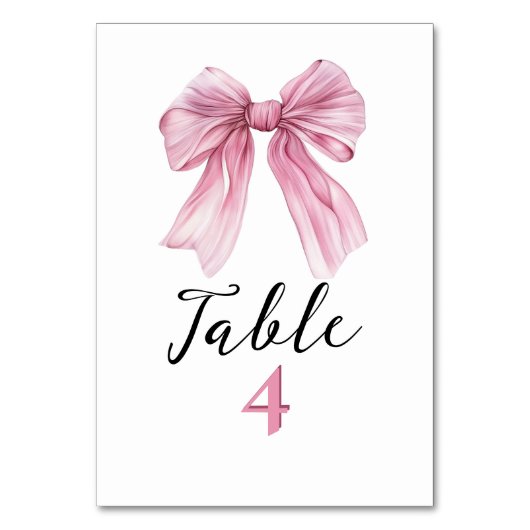 Sparkle Pink Coquette Bow 1. Tischnummer (Vorderseite)