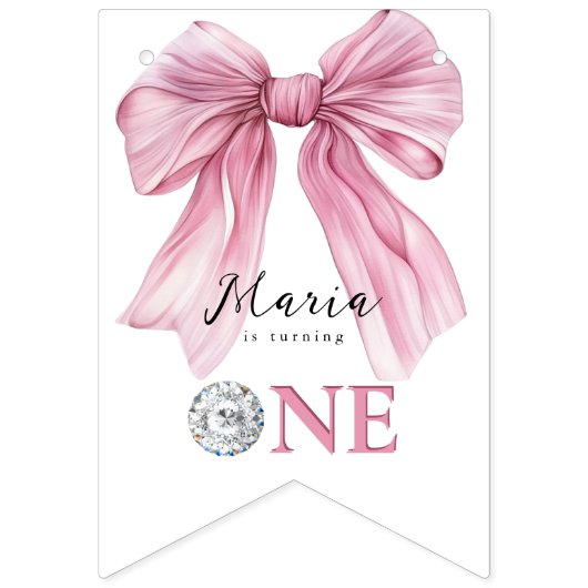 Sparkle Pink Coquette Bow 1. Wimpelkette (Erste Fahne)