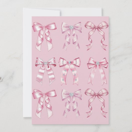 Sparkle Pink Coquette Bow 1st Einladung (Rückseite)