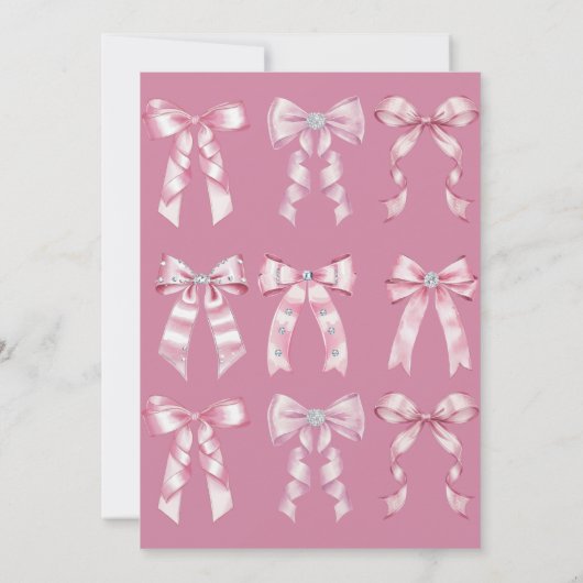 Sparkle Pink Coquette Bow 1st Einladung (Rückseite)