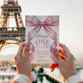 Sparkle Pink Coquette Bow 1st Einladung