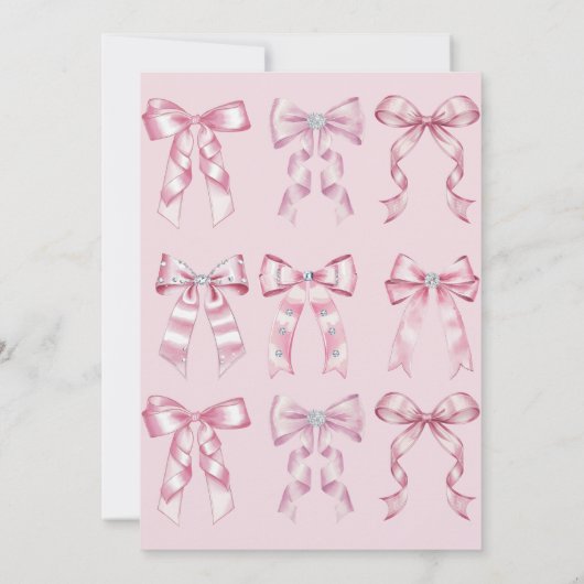 Sparkle Pink Coquette Bow 1st Einladung (Rückseite)