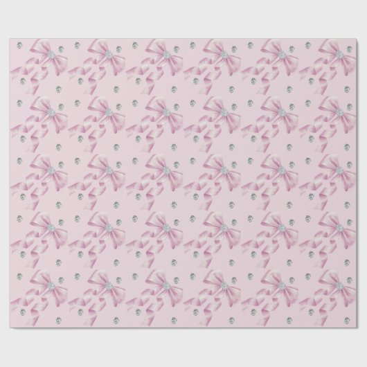Sparkle Pink Coquette Bow 1st Geschenkpapier (Flach)