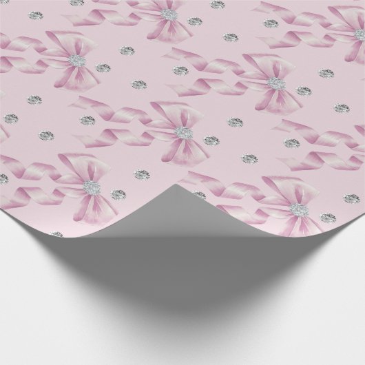 Sparkle Pink Coquette Bow 1st Geschenkpapier (Ecke)