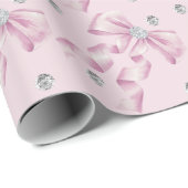 Sparkle Pink Coquette Bow 1st Geschenkpapier (Rolleneckpunkt)