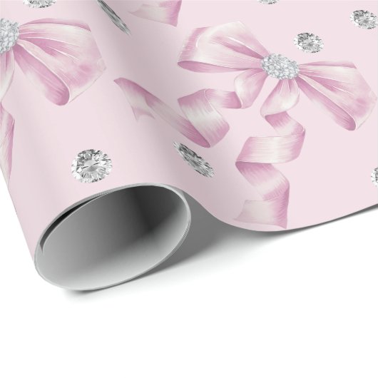 Sparkle Pink Coquette Bow 1st Geschenkpapier (Rolleneckpunkt)