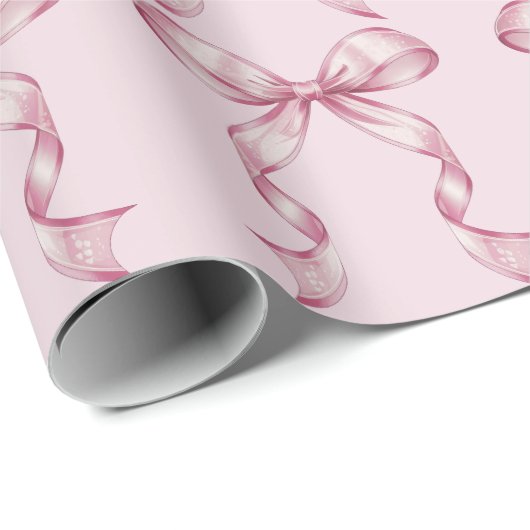 Sparkle Pink Coquette Bow 1st Geschenkpapier (Rolleneckpunkt)