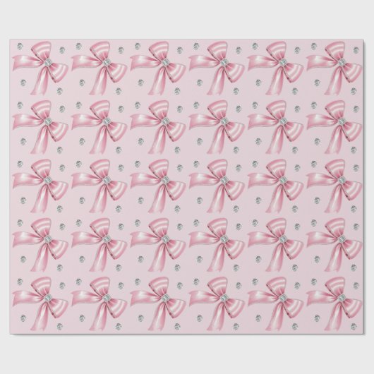 Sparkle Pink Coquette Bow 1st Geschenkpapier (Flach)