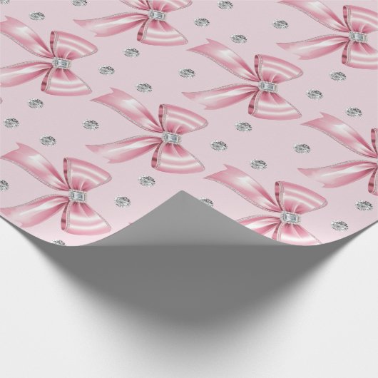 Sparkle Pink Coquette Bow 1st Geschenkpapier (Ecke)