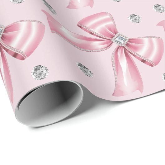 Sparkle Pink Coquette Bow 1st Geschenkpapier (Rolleneckpunkt)