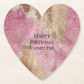 Sparkle Pink Cream Gold Cowgirl Cowhide Birthday Untersetzer (Vorderseite)