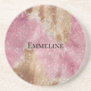 Sparkle Pink Cream Gold Cowgirl Cowhide Getränkeuntersetzer