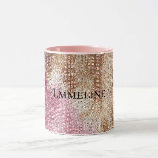 Sparkle Pink Cream Gold Cowgirl Cowhide Tasse (Zentrum)