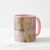 Sparkle Pink Cream Gold Cowgirl Cowhide Tasse (VorderseiteRechts)