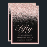 Sparkle Pink Glitzer Fünfzig und fabelhaft Geburts Einladung<br><div class="desc">Ihre Gäste werden wissen,  dass dies ein besonderes Party sein wird,  wenn Sie sich diese Einladung ansehen! Dieses Design zeichnet sich durch einen atemberaubenden schwarzen Hintergrund und Imitate rot rosa Glitzer mit benutzerdefinierten Typografie.</div>