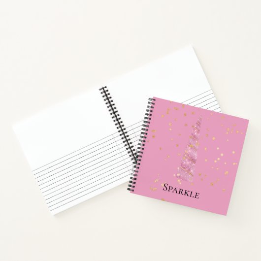 Sparkle Pink Gold Glam Stars Einhorn Notizblock (Innenseite)