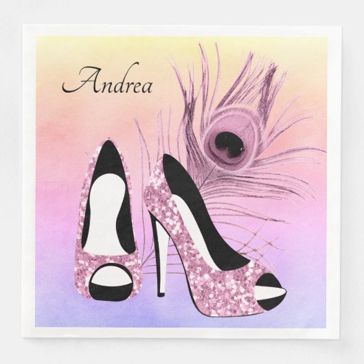 Sparkle Pink Pumps Extravagant Personalisiert Serviette (Vorderseite)