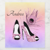 Sparkle Pink Pumps Extravagant Personalisiert Weinetikett (Einzelnes Label)
